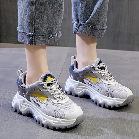 Autumn Women's Heightened Thick Bottom Mesh Shoes Breathable Casual Sports Shoes